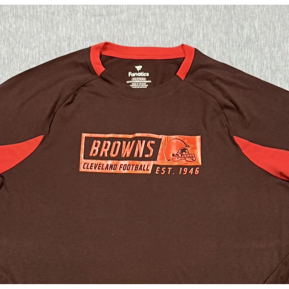Fanatics Cleveland Browns Shirt Mens XXL Brown Orange Est 1946 NFL Long Sleeve - Picture 3 of 10
